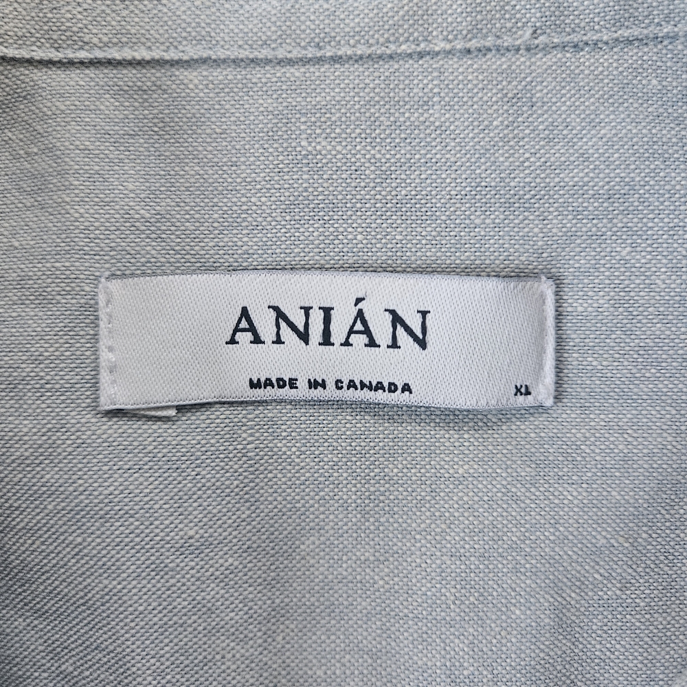 Anian Canada Men's Light Blue Cotton Linen Blend Casual Button-Up Shirt Xl - Picture 2 of 7